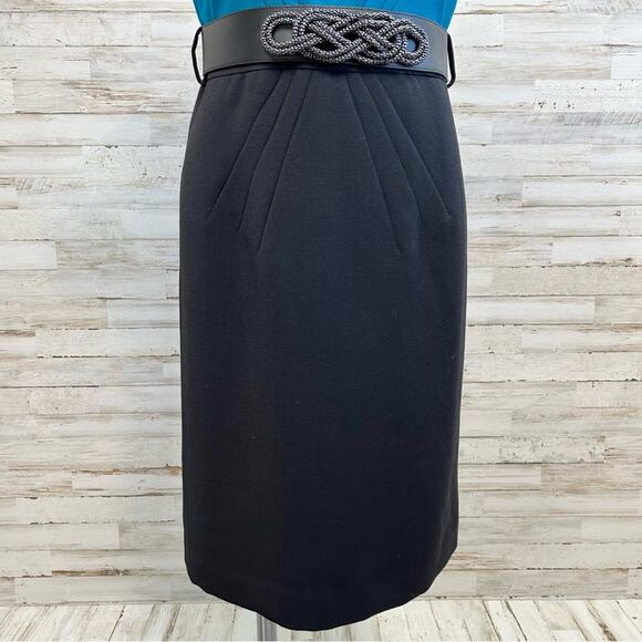 Tahari Arthur S Levine Short Sleeve Belted Dress Size 4 Teal Black Two Tone - Picture 3 of 14